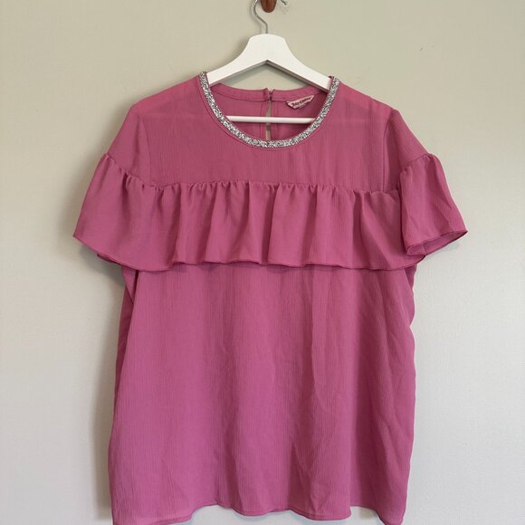 Pink Juicy Couture Blouse and Old Navy Pixie pant set - Picture 3 of 10